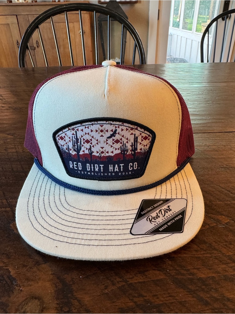 Men's Two-Tone Trucker Cap - Maroon & Cream